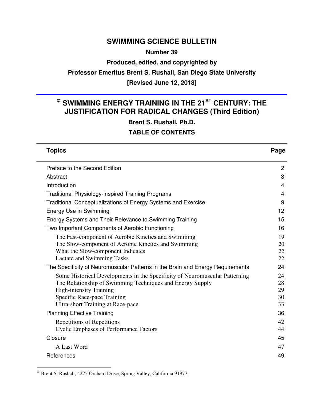 Swimming Energy Training in the 21St Century