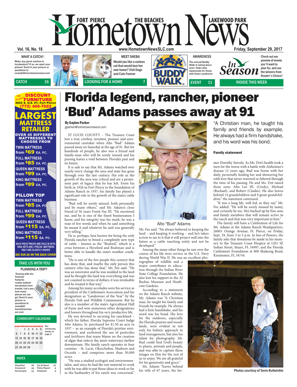 Florida Legend, Rancher, Pioneer 'Bud' Adams Passes Away at 91