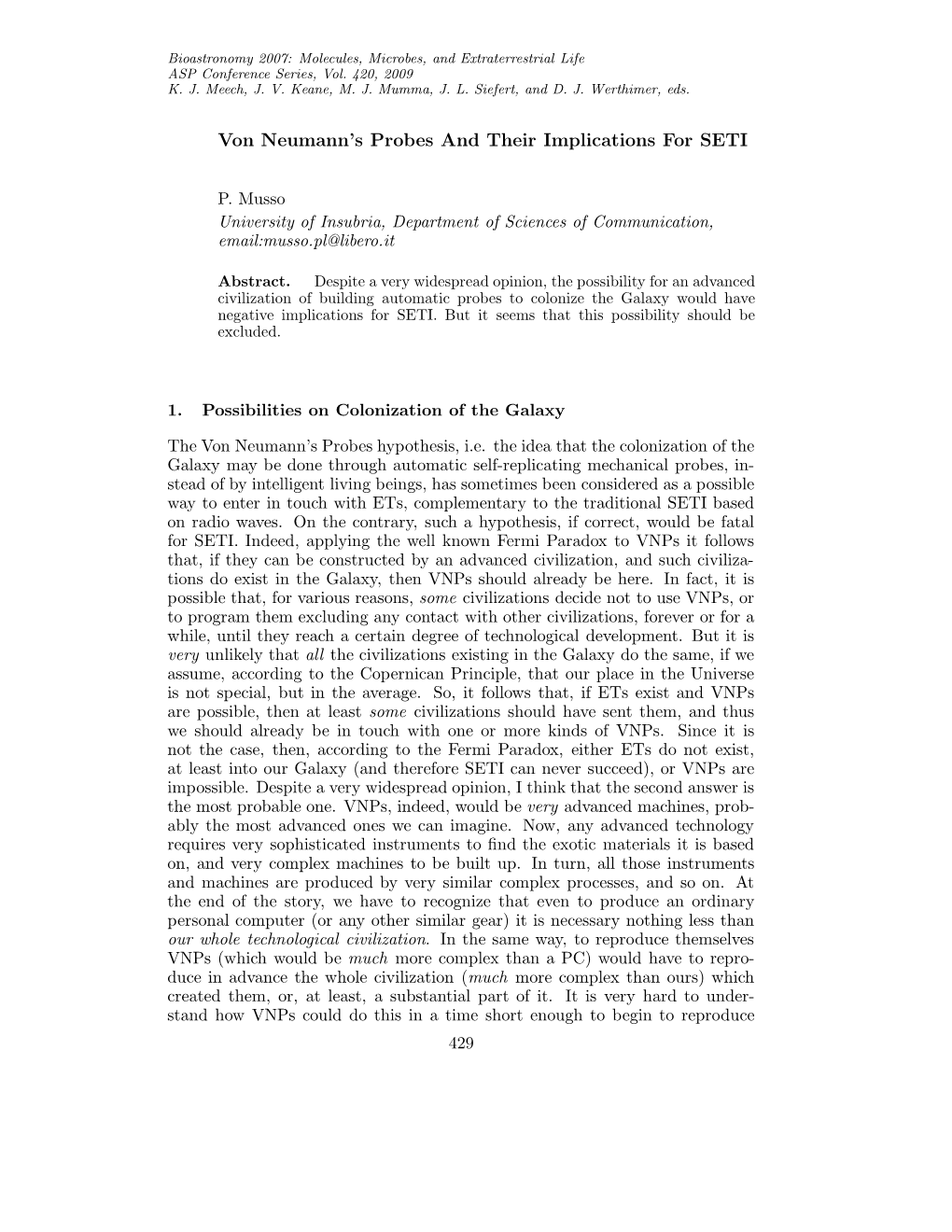 Von Neumann's Probes and Their Implications for SETI