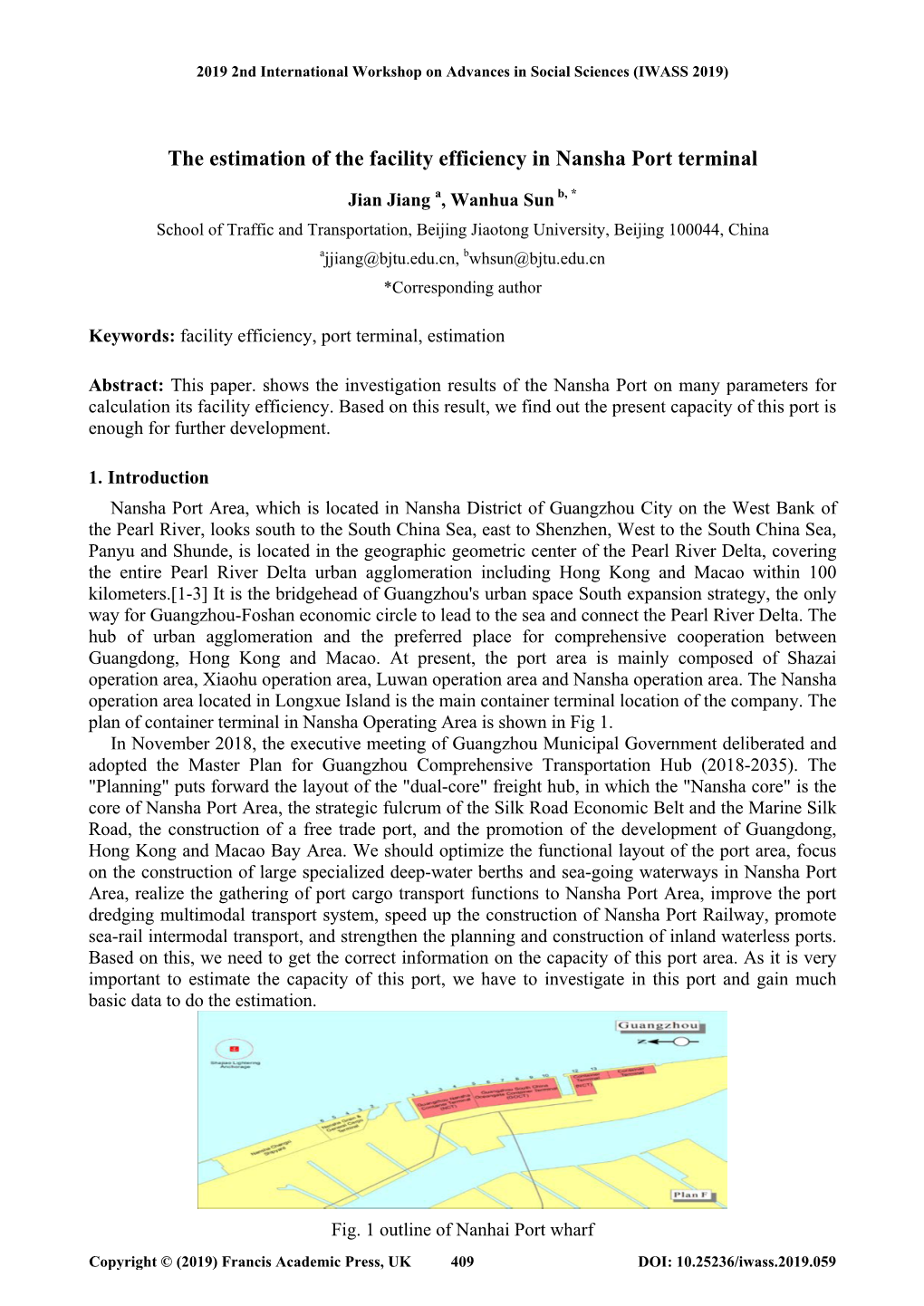 The Estimation of the Facility Efficiency in Nansha Port Terminal