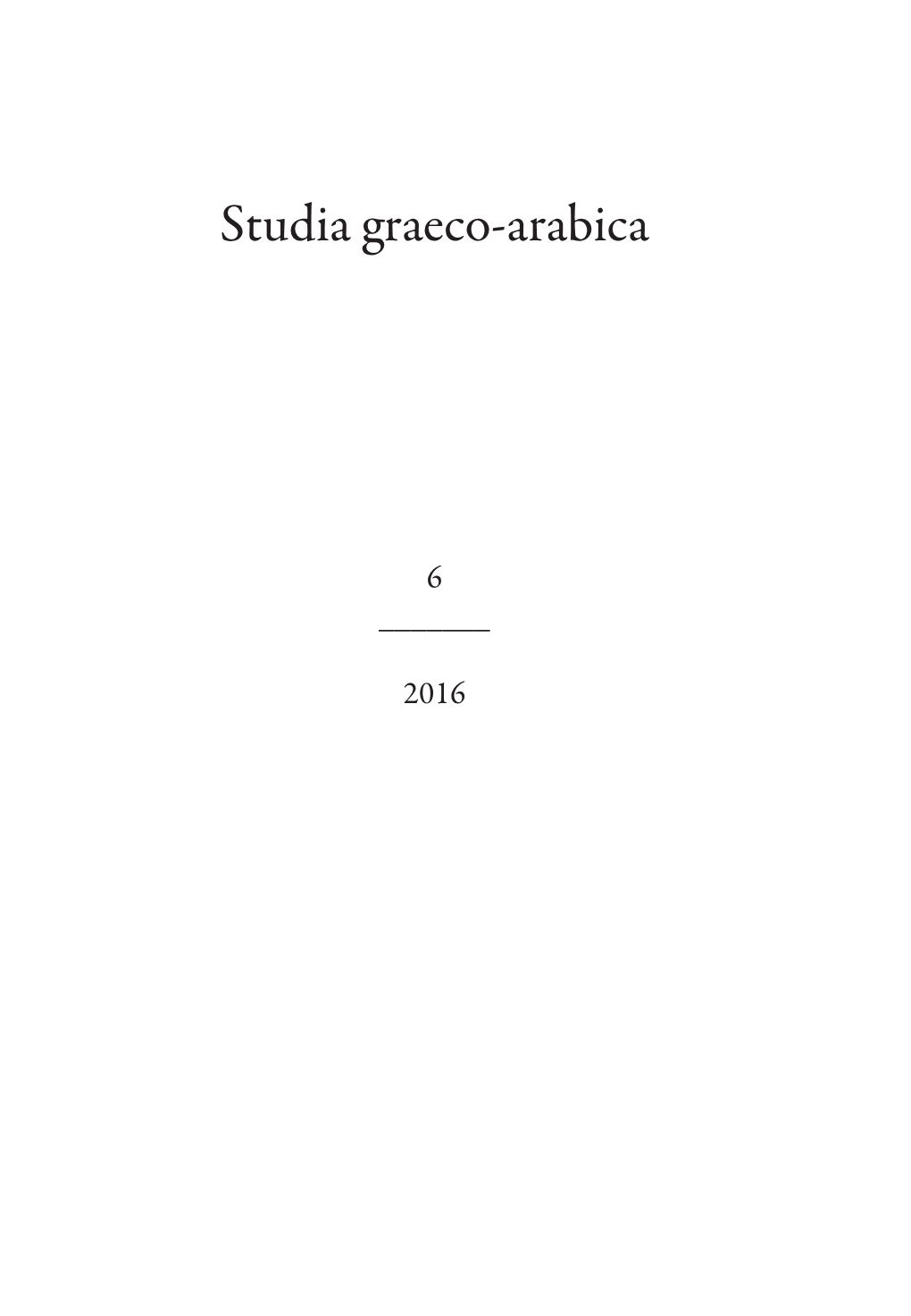 Studia Graeco-Arabica