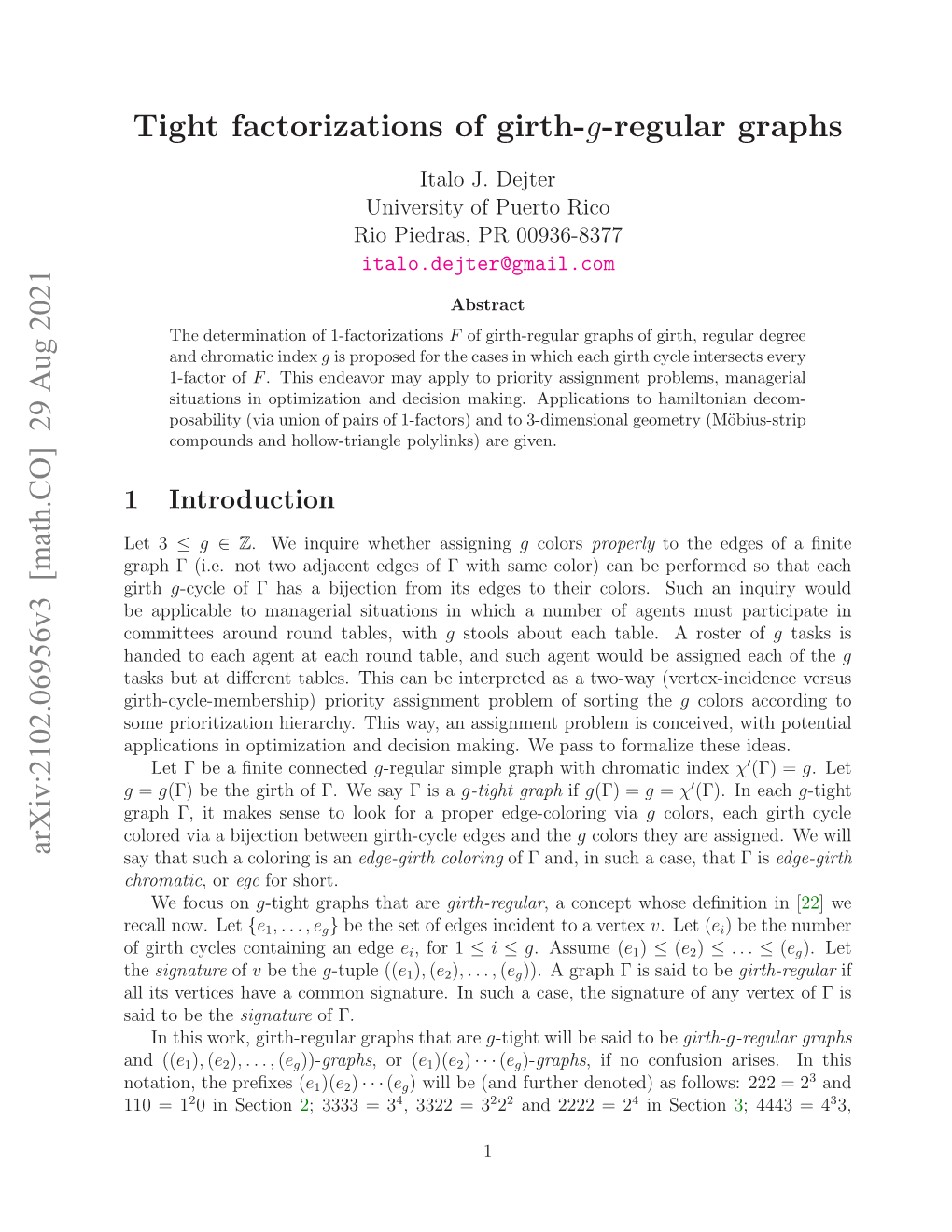 Tight Factorizations of Girth-$ G $-Regular Graphs