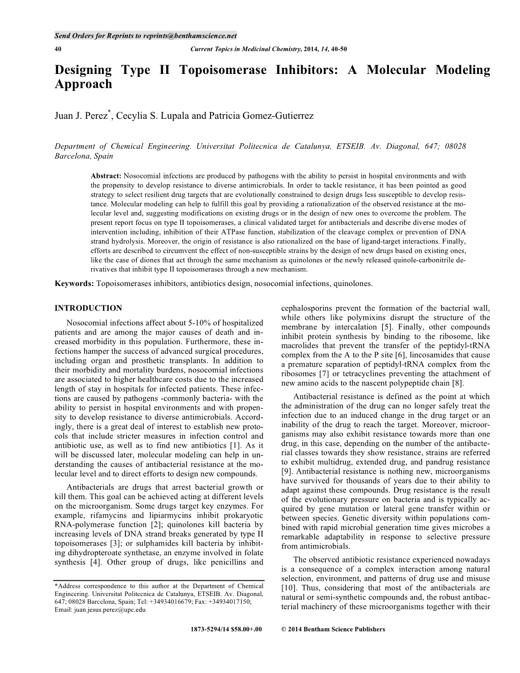 Designing Type II Topoisomerase Inhibitors: a Molecular Modeling Approach