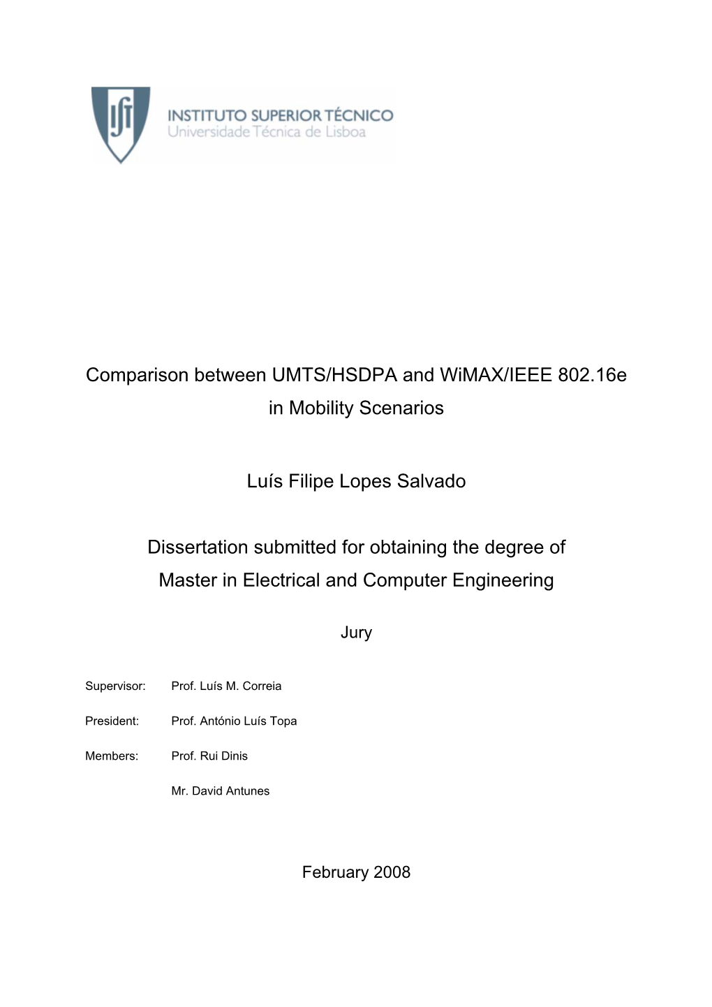 Comparison Between UMTS/HSDPA and Wimax/IEEE 802.16E in Mobility Scenarios