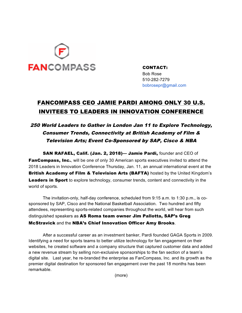 Fancompass Ceo Jamie Pardi Among Only 30 Us Invitees