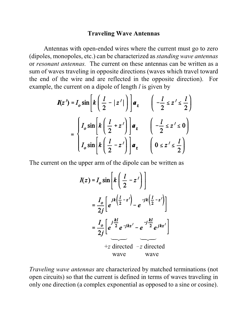 Traveling Wave Antennas