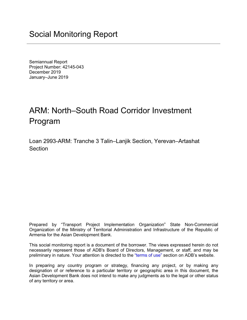 North-South Road Corridor Investment Program – Tranche 3: Talin–Lanjik