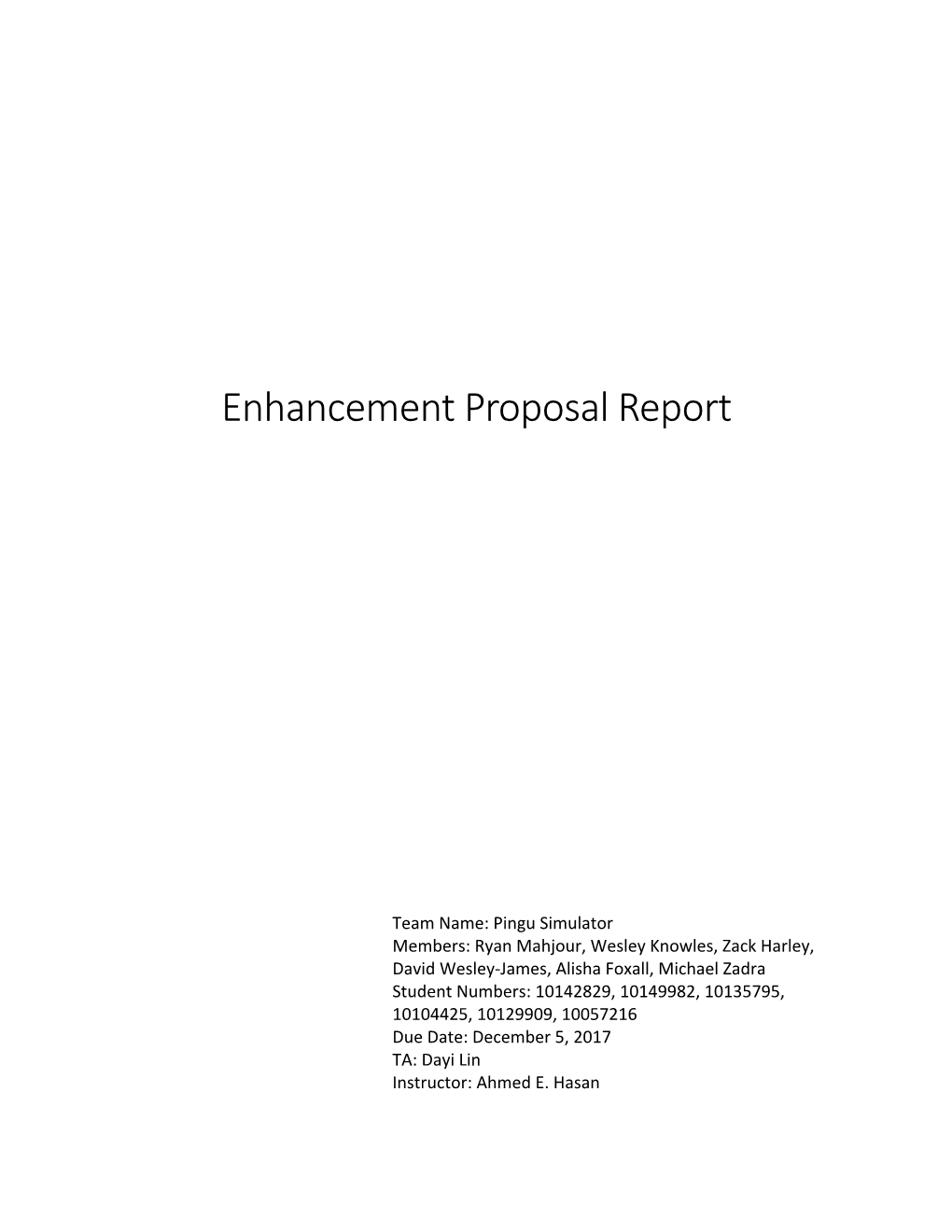 Enhancement Proposal Report