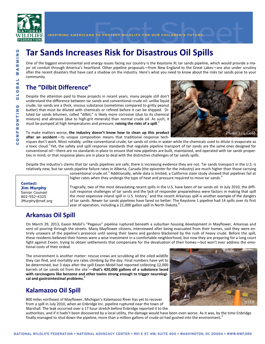 Tar Sands Increases Risk for Disastrous Oil Spills