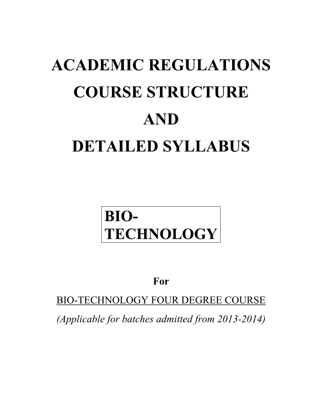 Academic Regulations Course Structure and Detailed Syllabus
