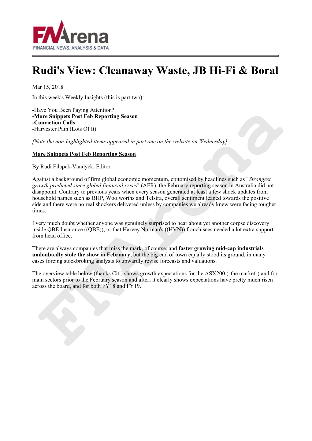 Cleanaway Waste, JB Hi-Fi & Boral