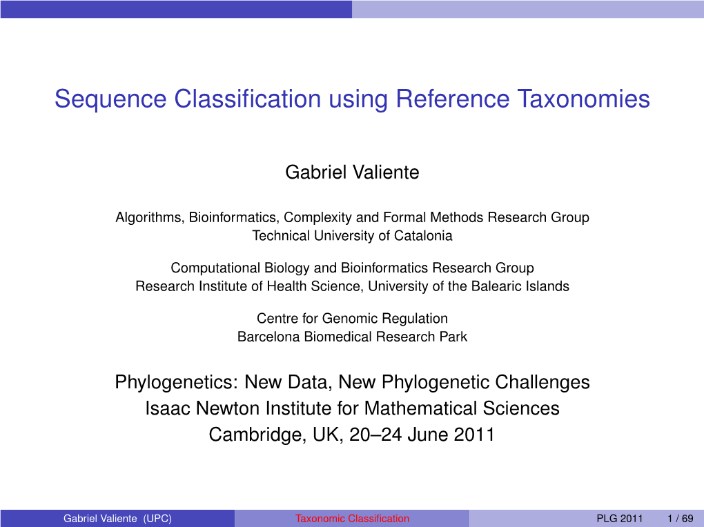 Sequence Classification Using Reference Taxonomies