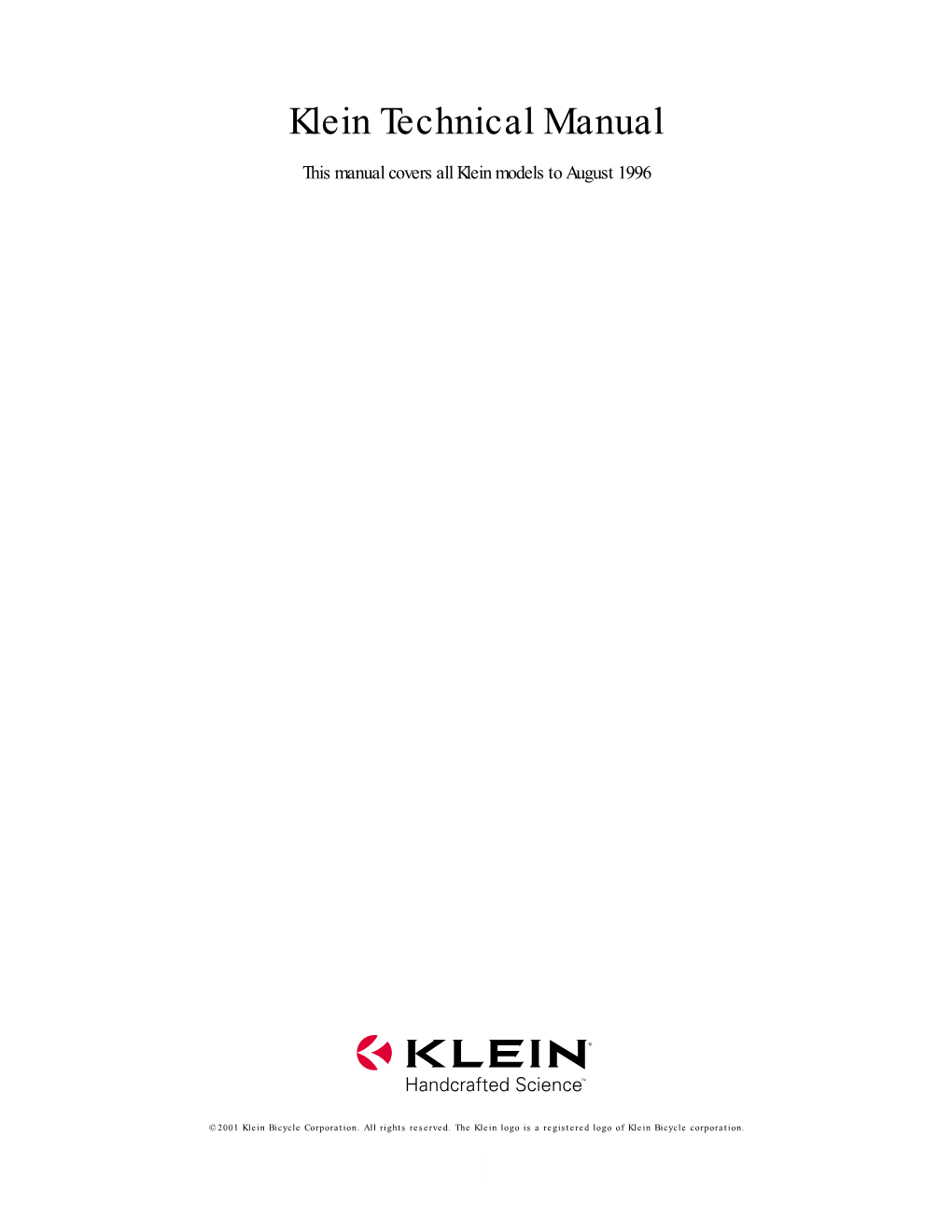 Klein Technical Manual