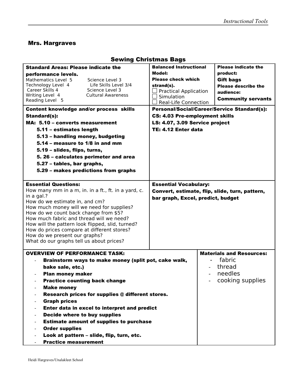 Performance Task Template