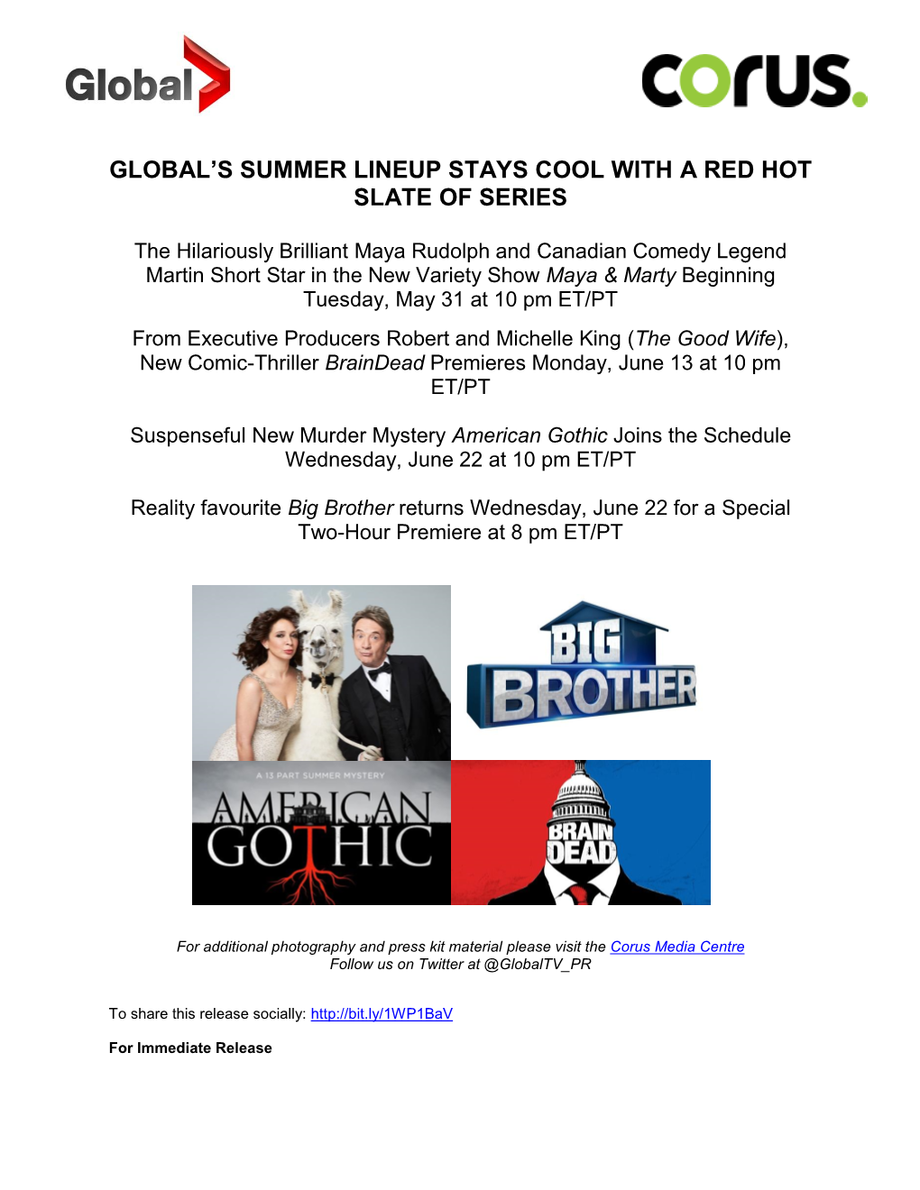 Global's Summer Lineup Stays Cool with a Red Hot Slate Of