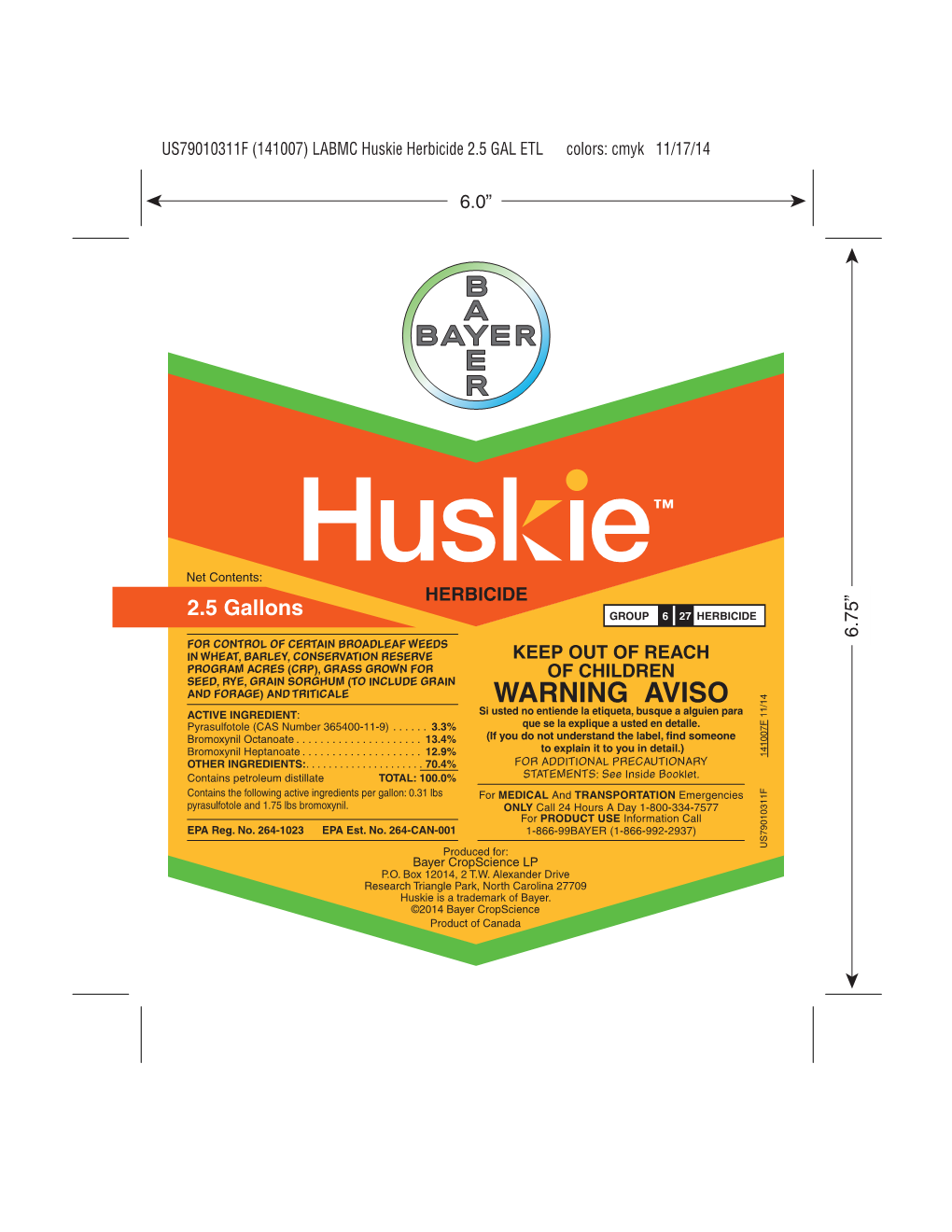 LABMC HUSKIE 2.5 GAL ETL 1114.Indd