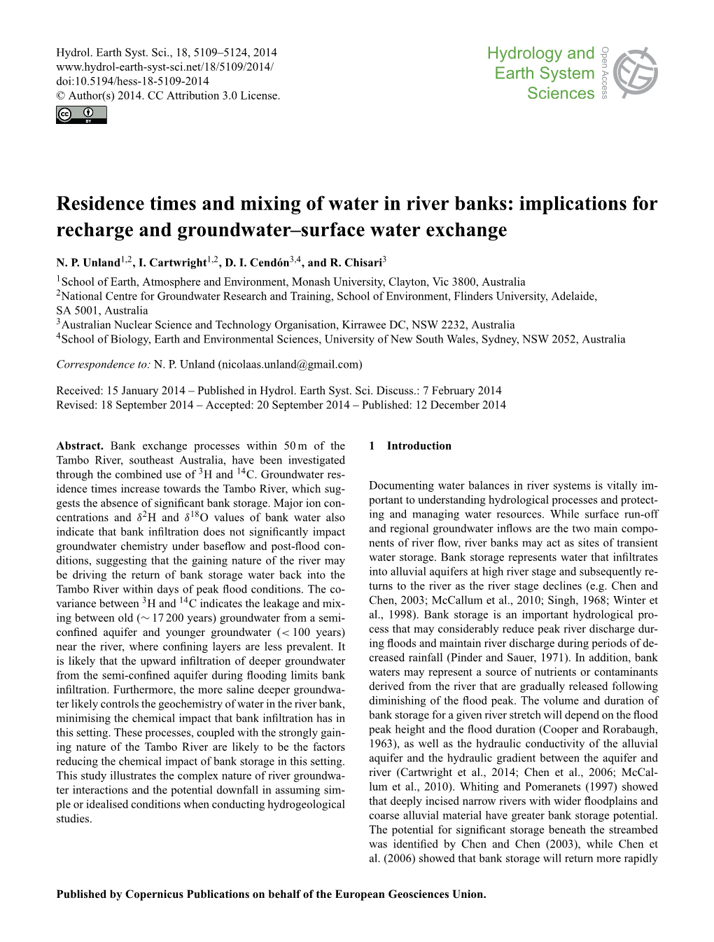Residence Times and Mixing of Water in River Banks: Implications for Recharge and Groundwater–Surface Water Exchange