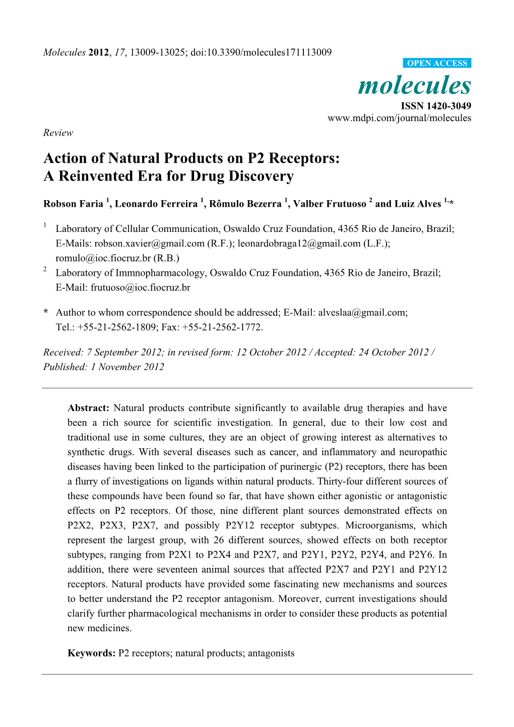 Action of Natural Products on P2 Receptors: a Reinvented Era for Drug Discovery