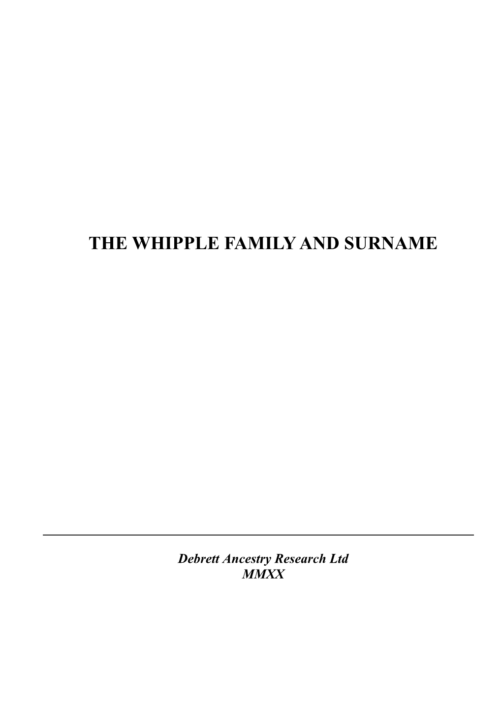 The Whipple Family and Surname