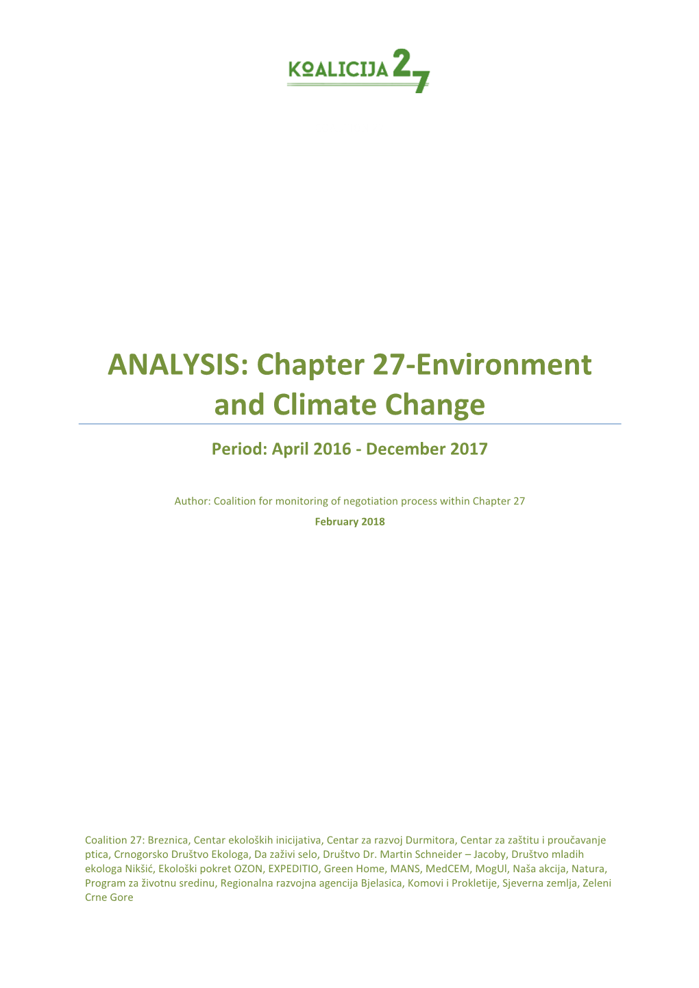 ANALYSIS: Chapter 27-Environment and Climate Change Period: April 2016 - December 2017