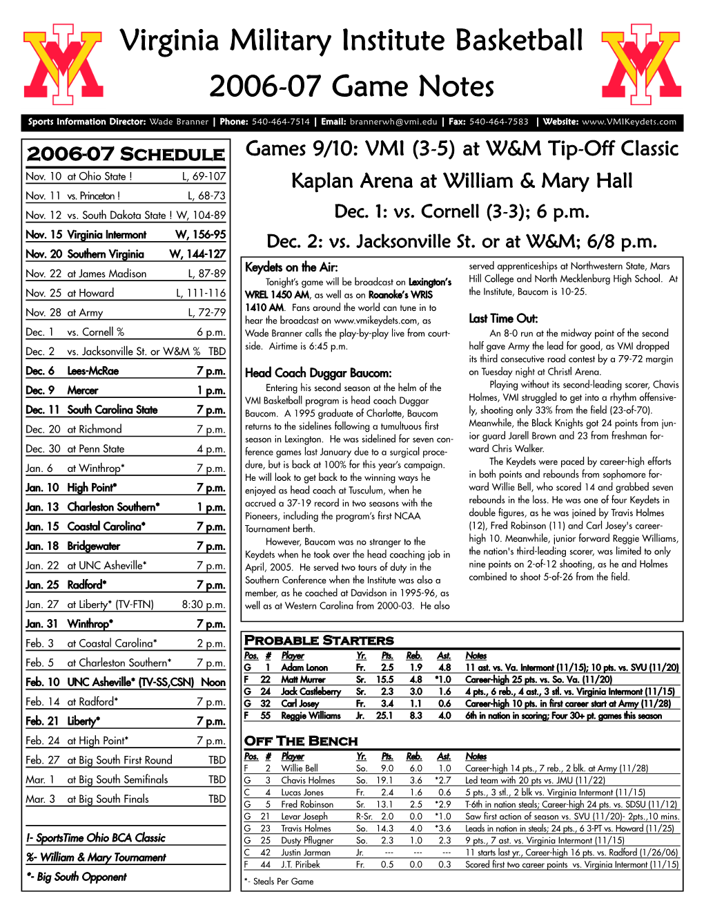 06-07 BKB Game Notes-W&M.Qxp