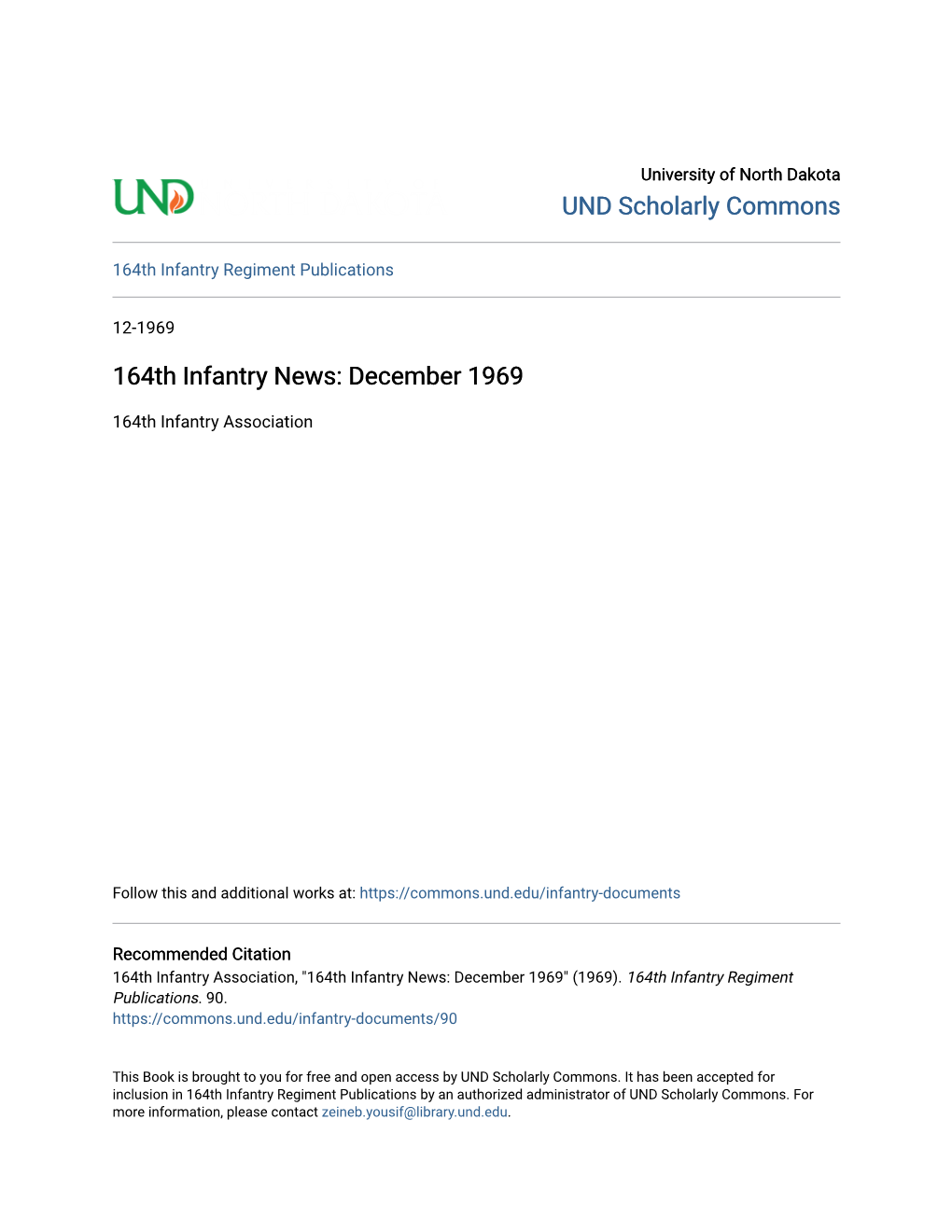 164Th Infantry News: December 1969