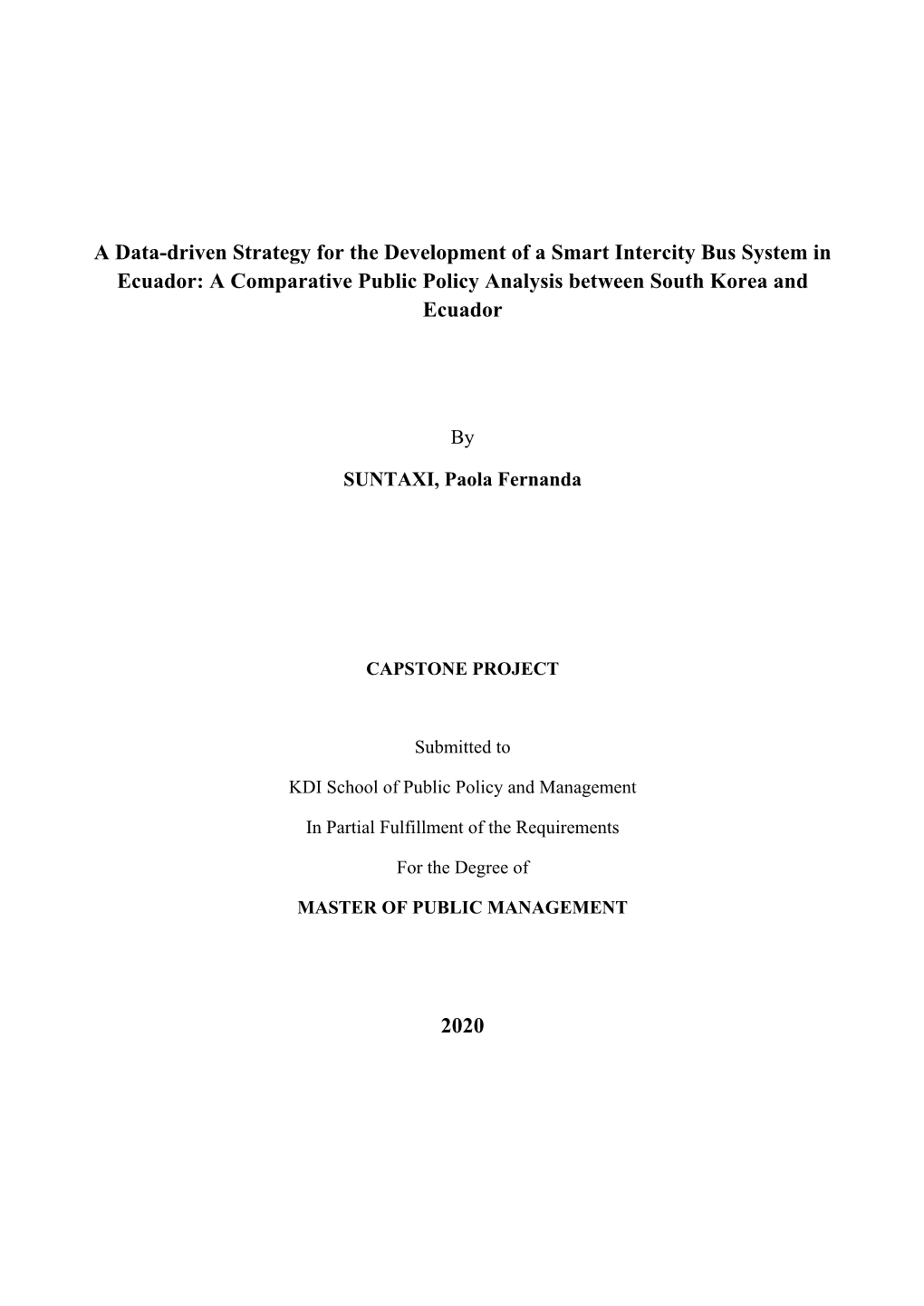 A Data-Driven Strategy for the Development of a Smart Intercity Bus System in Ecuador: a Comparative Public Policy Analysis Between South Korea and Ecuador