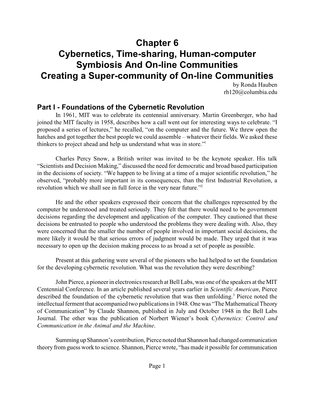 Chapter 6 Cybernetics, Time-Sharing, Human-Computer Symbiosis And