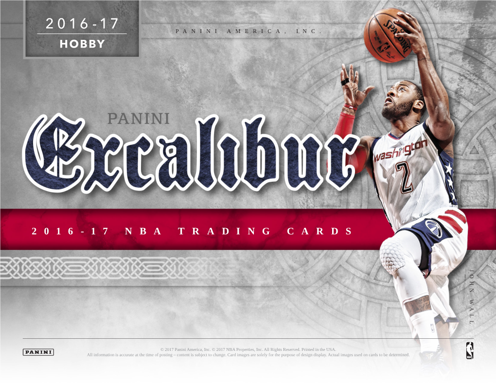 2016-17 Panini Excalibur NBA Basketball Cards Sell Sheet