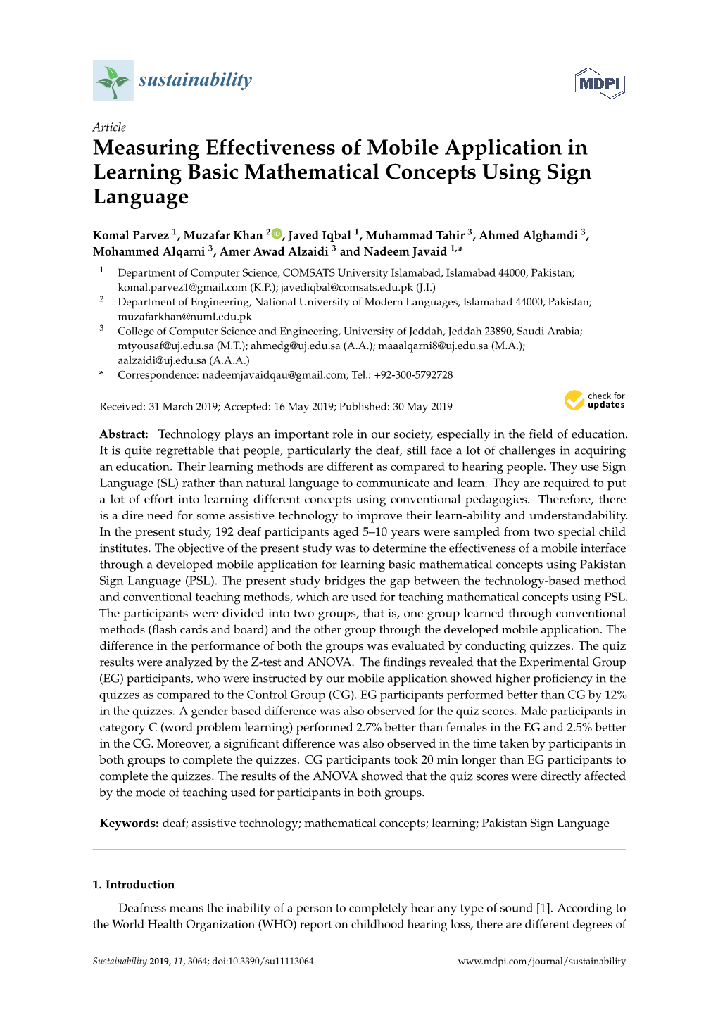 Measuring Effectiveness of Mobile Application in Learning Basic Mathematical Concepts Using Sign Language