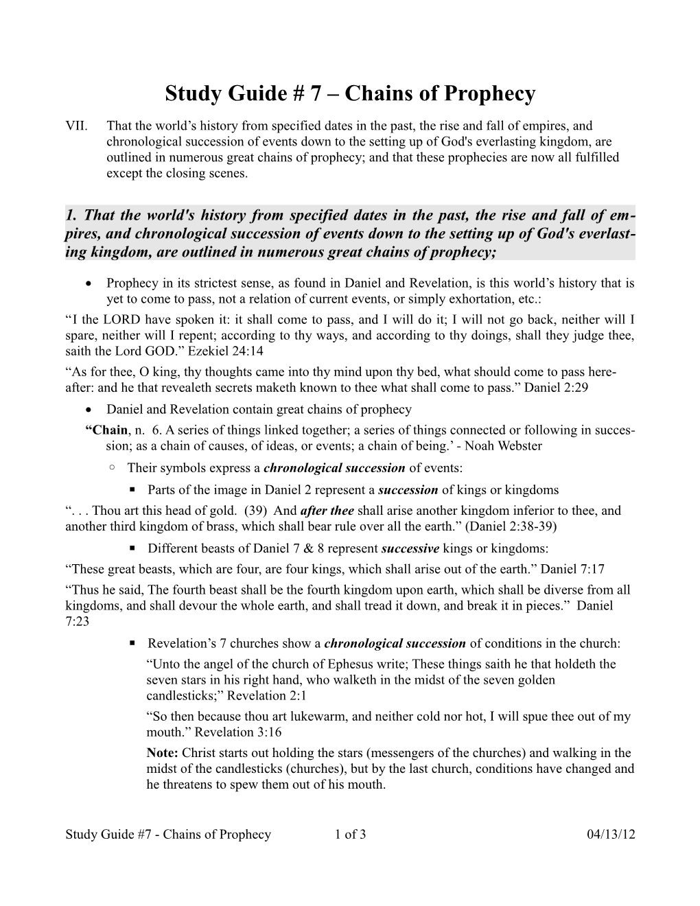 Study Guide #7 - Chains of Prophecy