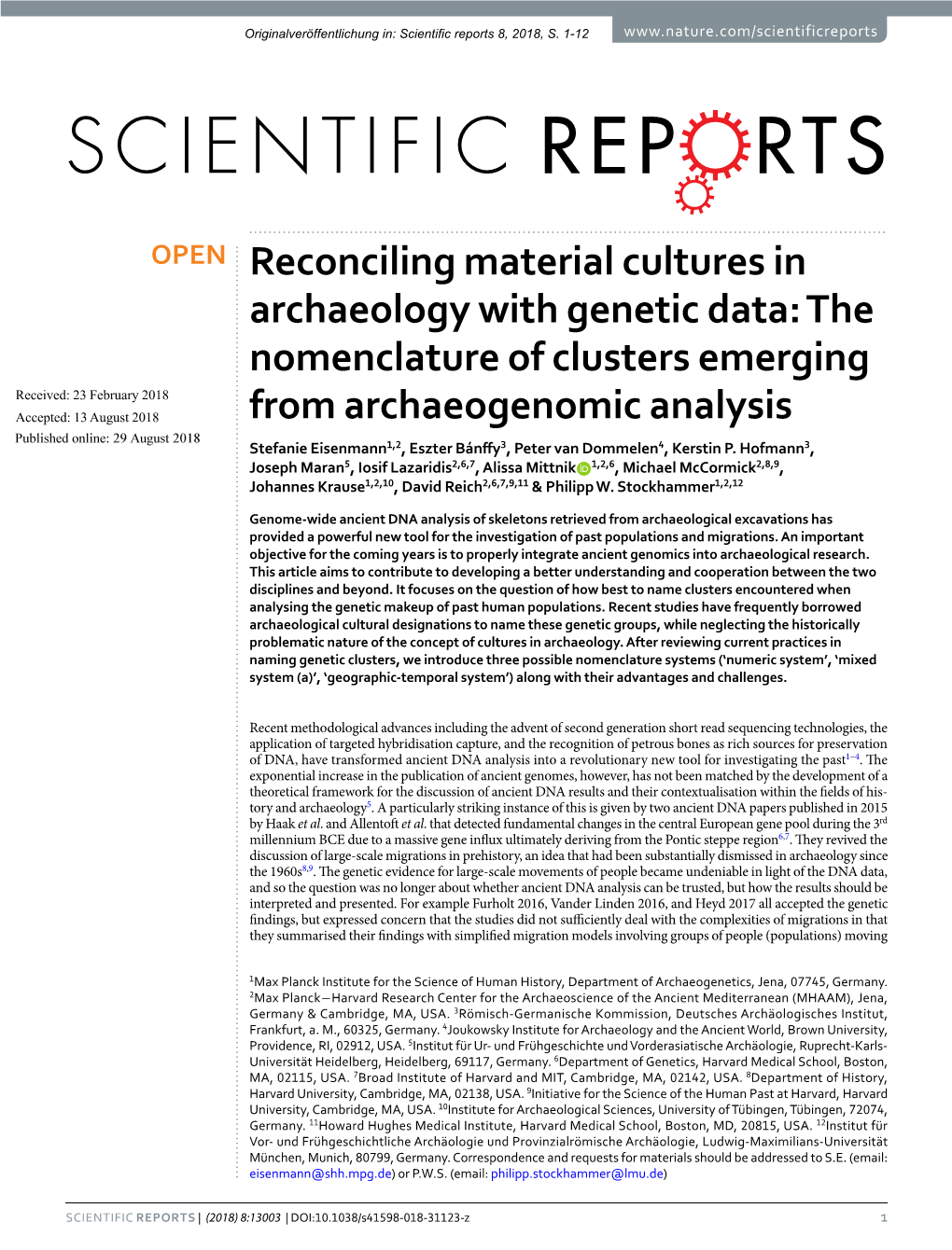 Reconciling Material Cultures in Archaeology with Genetic Data: The