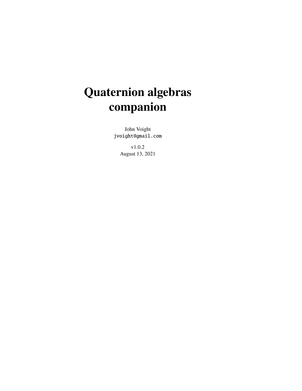 Quaternion Algebras Companion