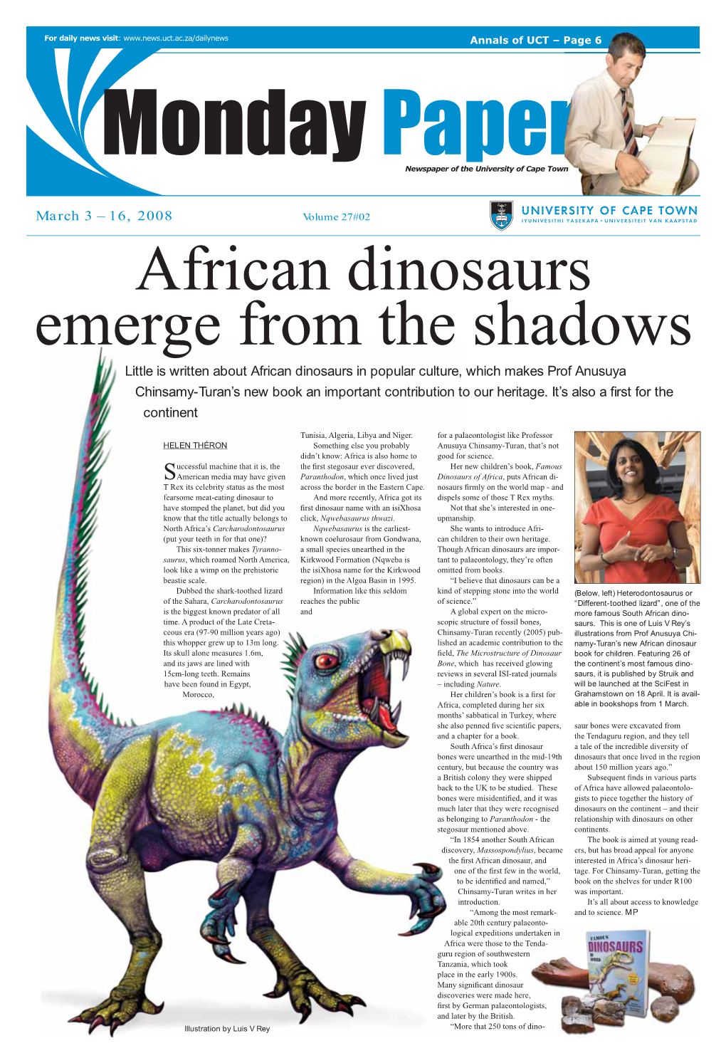 16, 2008 Little Is Written About African Dinosaurs in Popular