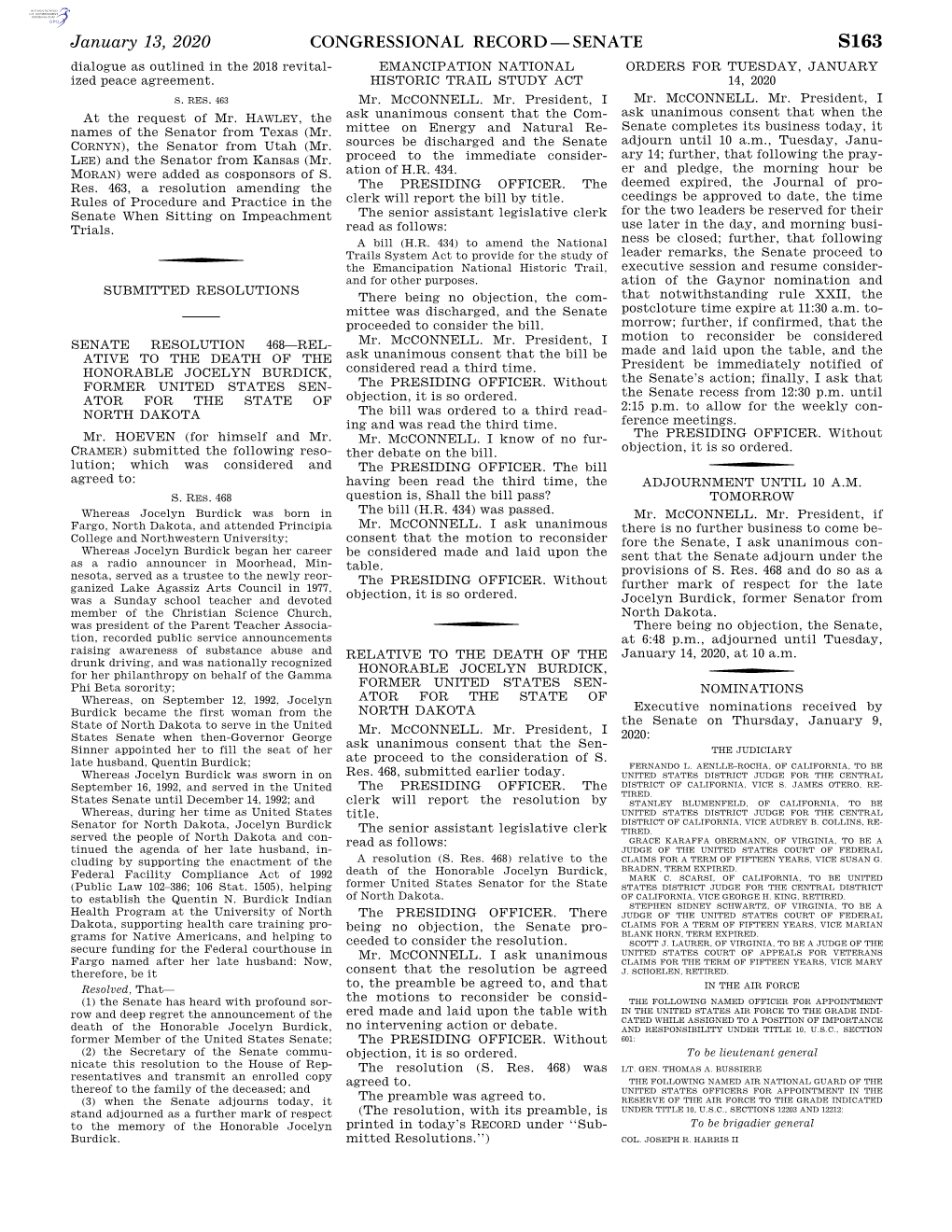 Congressional Record—Senate S163