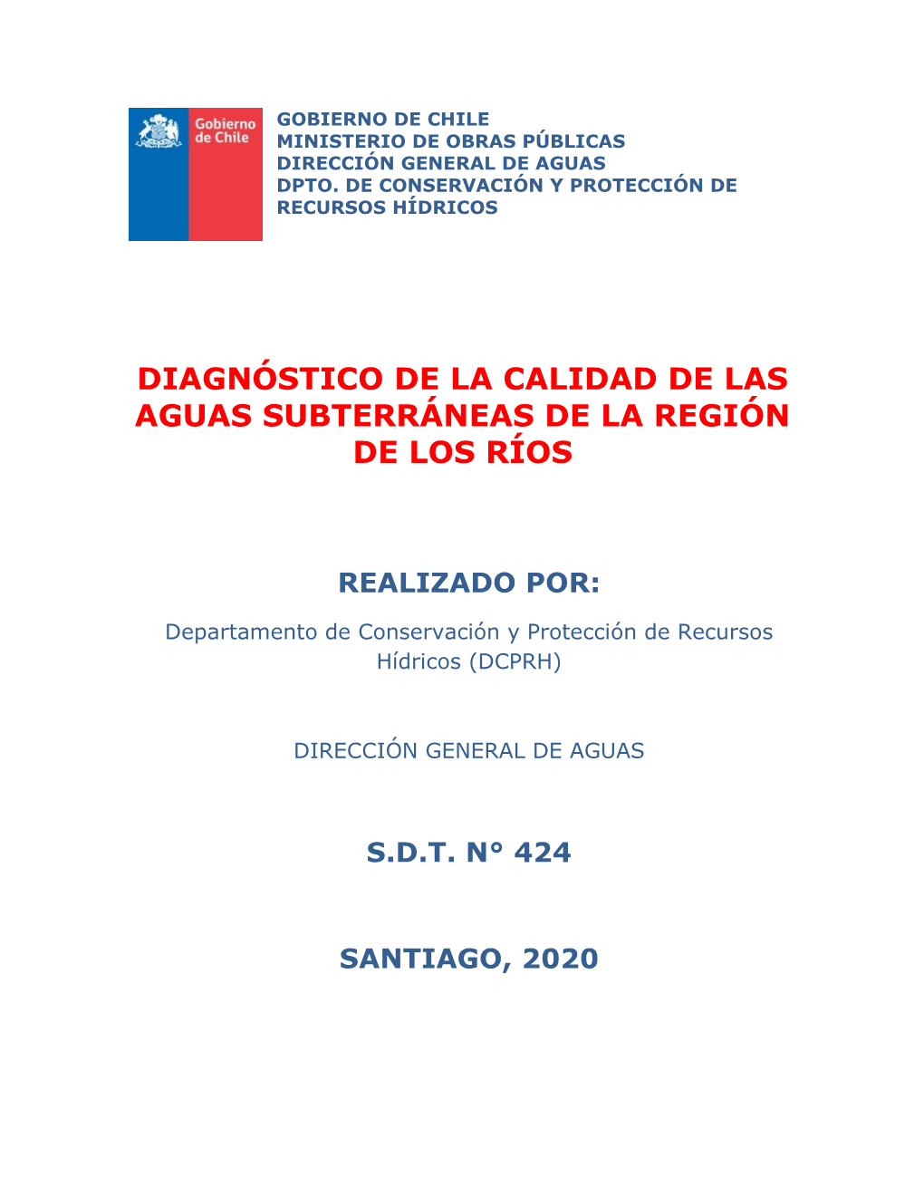 Diagnóstico De La Calidad De Las Aguas Subterráneas De La Región De Los Ríos