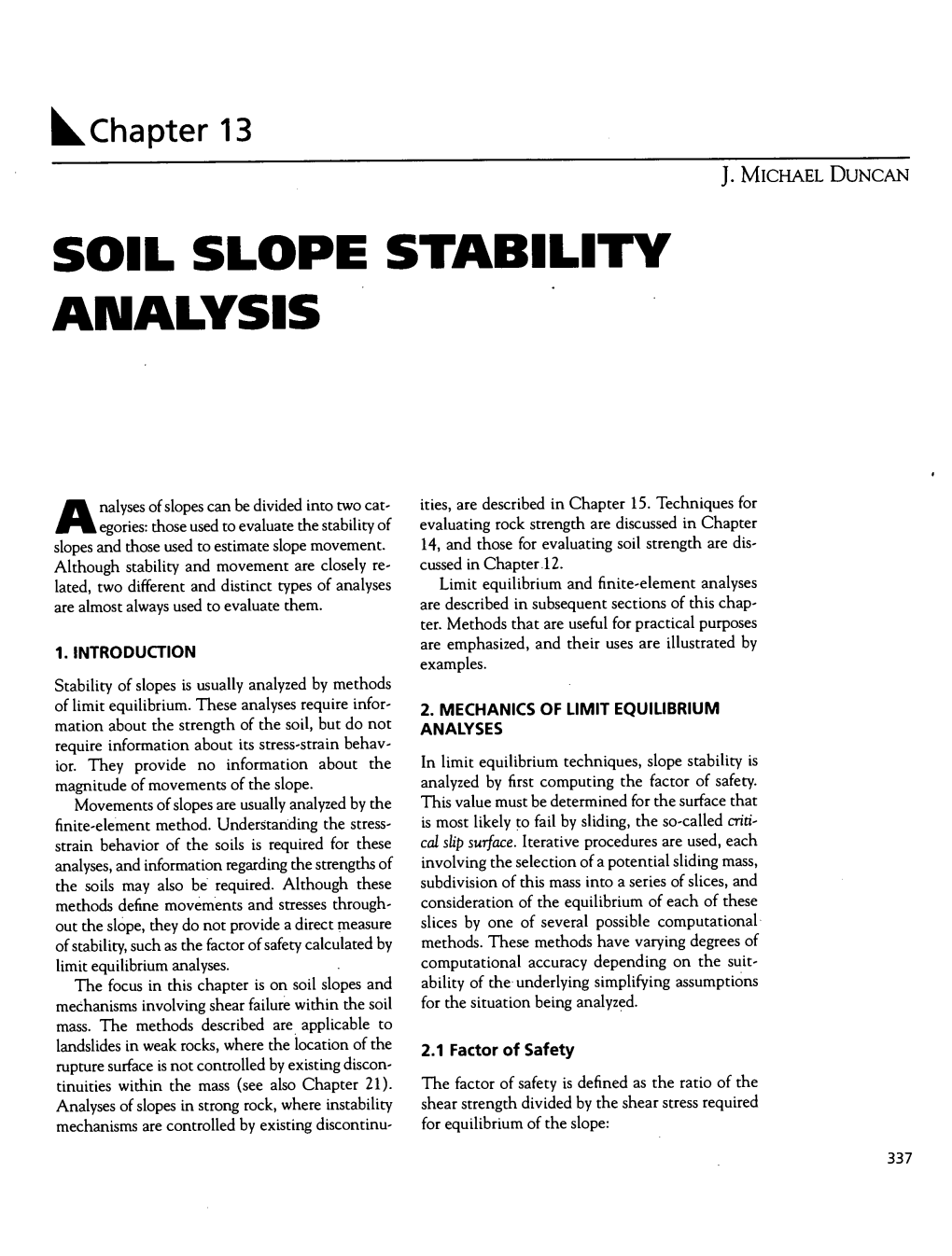 Soil Slope Stability Analysis