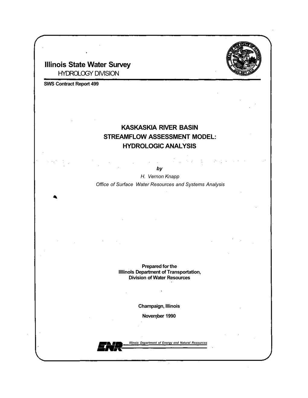 Kaskaskia River Basin Streamflow Assessment Model: Hydrologic Analysis