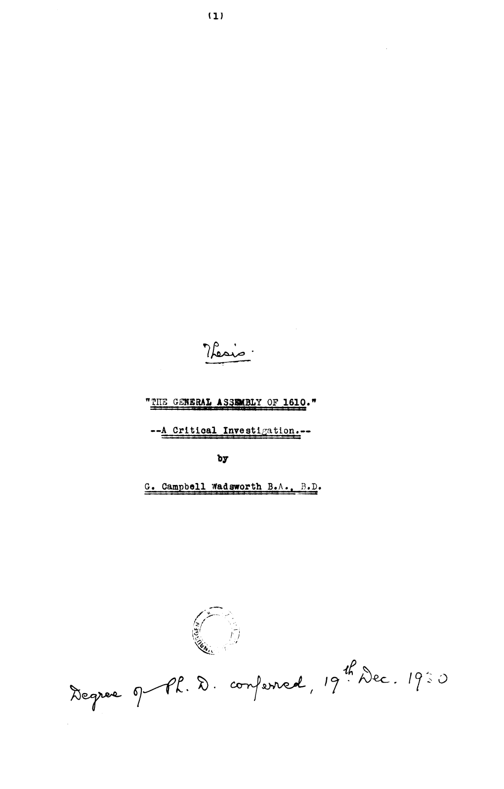 A Or 1 Tloal Investigation.— —— , " • ,/ "."Mil1 : : Ri J I