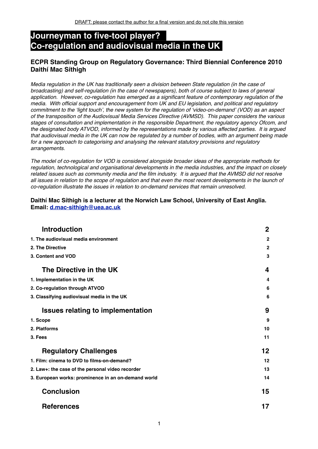 Co-Regulation and Audiovisual Media in the UK