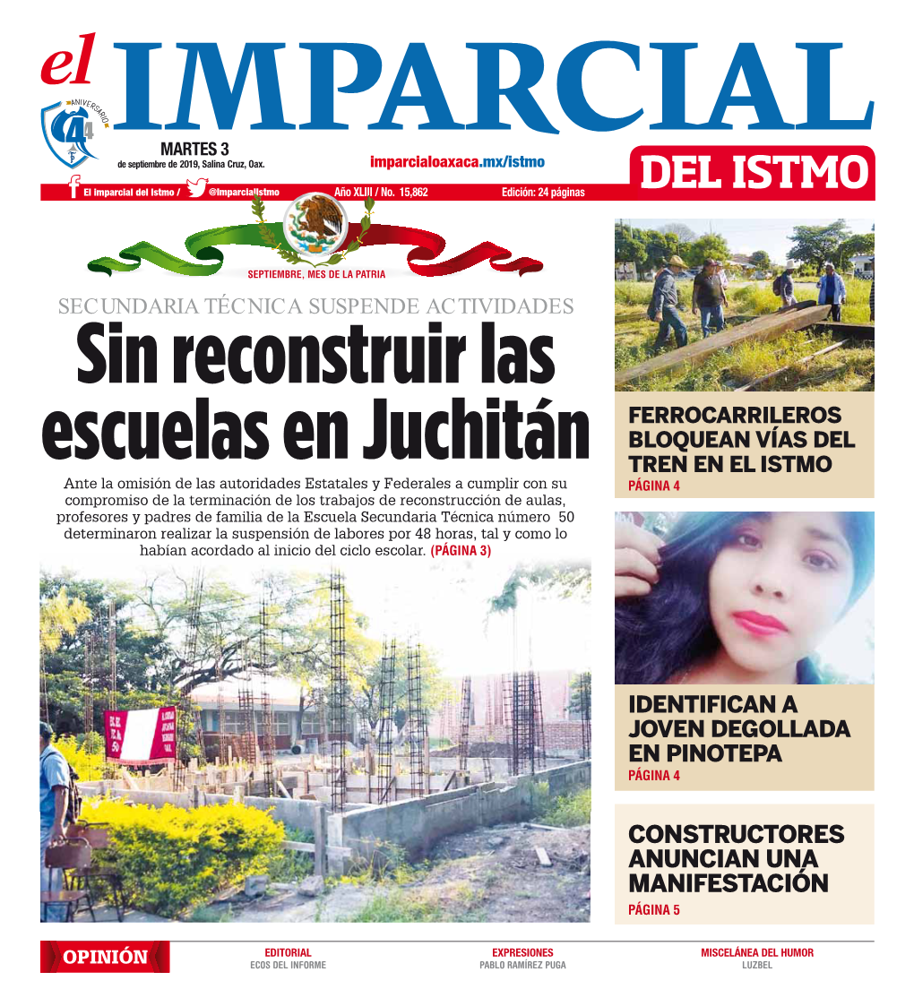 DEL ISTMO El Imparcial Del Istmo / @Imparcialistmo Año XLIII / No