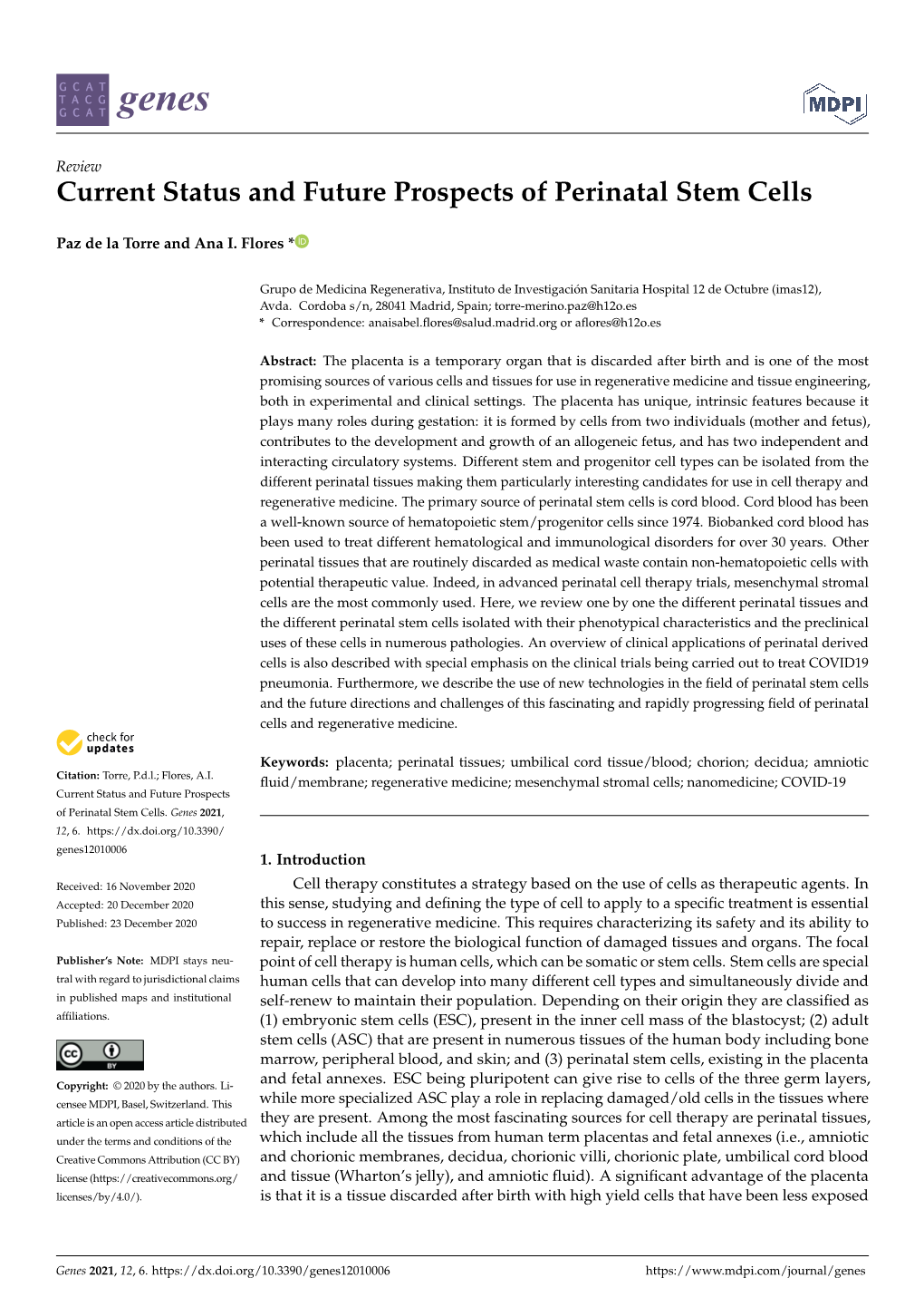 Current Status and Future Prospects of Perinatal Stem Cells