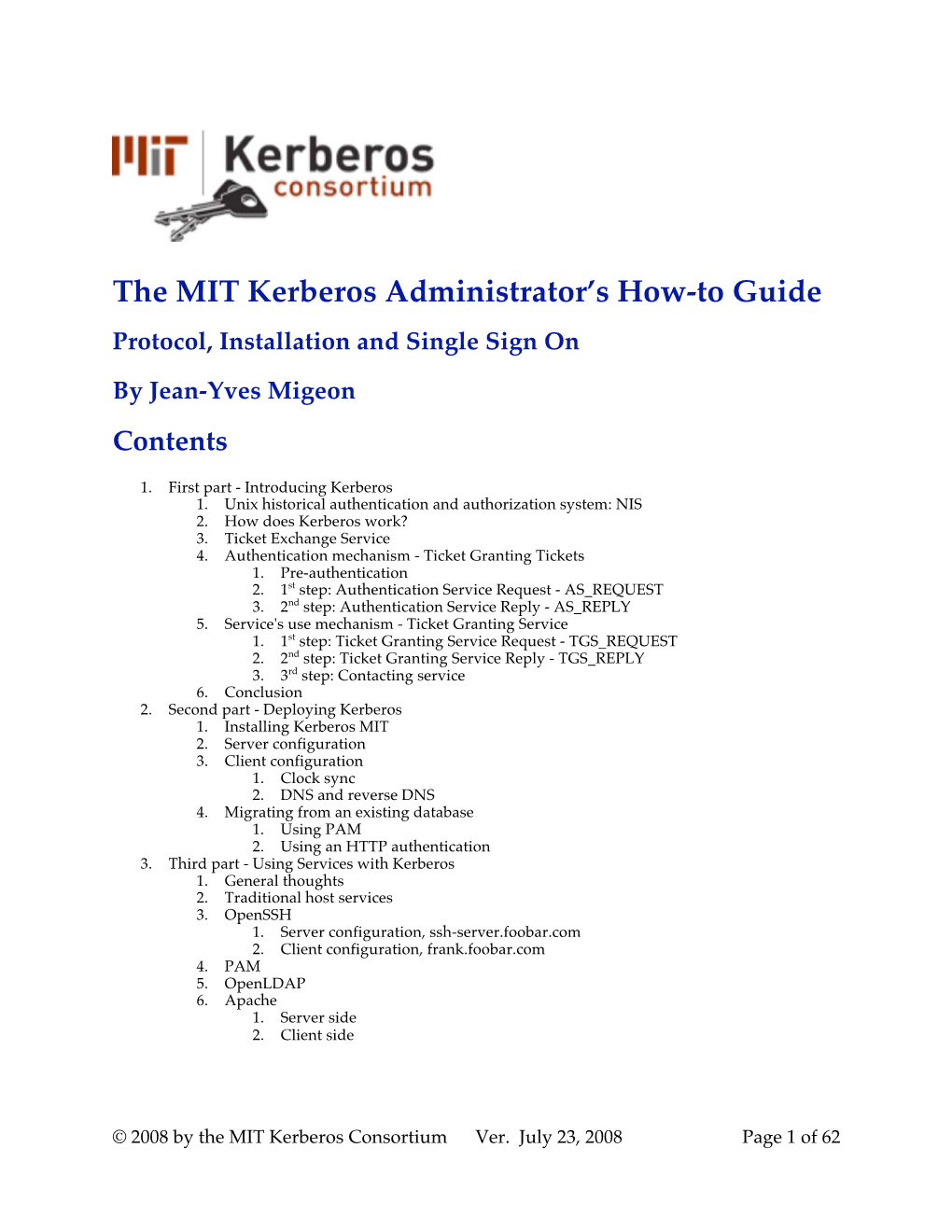 The MIT Kerberos Administrator's How-To Guide