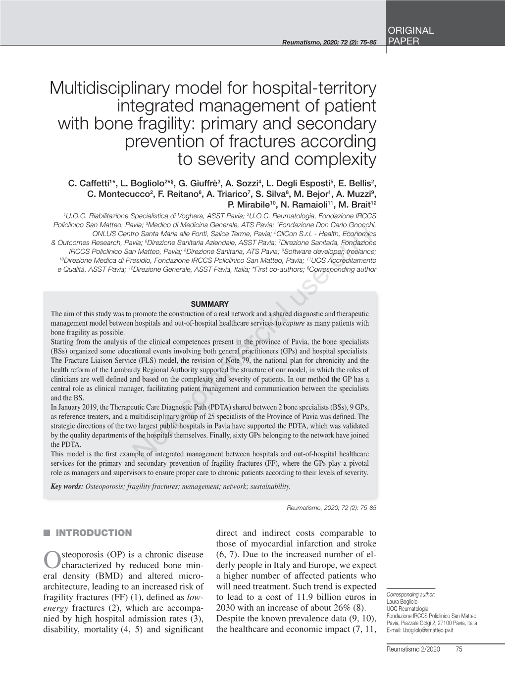 Multidisciplinary Model for Hospital-Territory Integrated