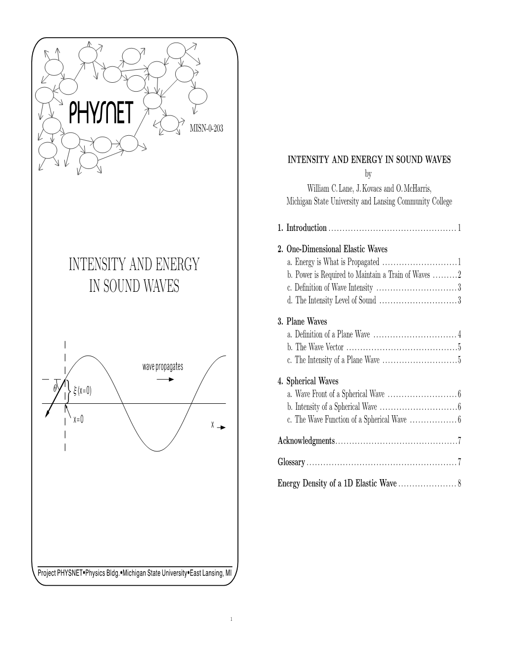 INTENSITY and ENERGY in SOUND WAVES by William C