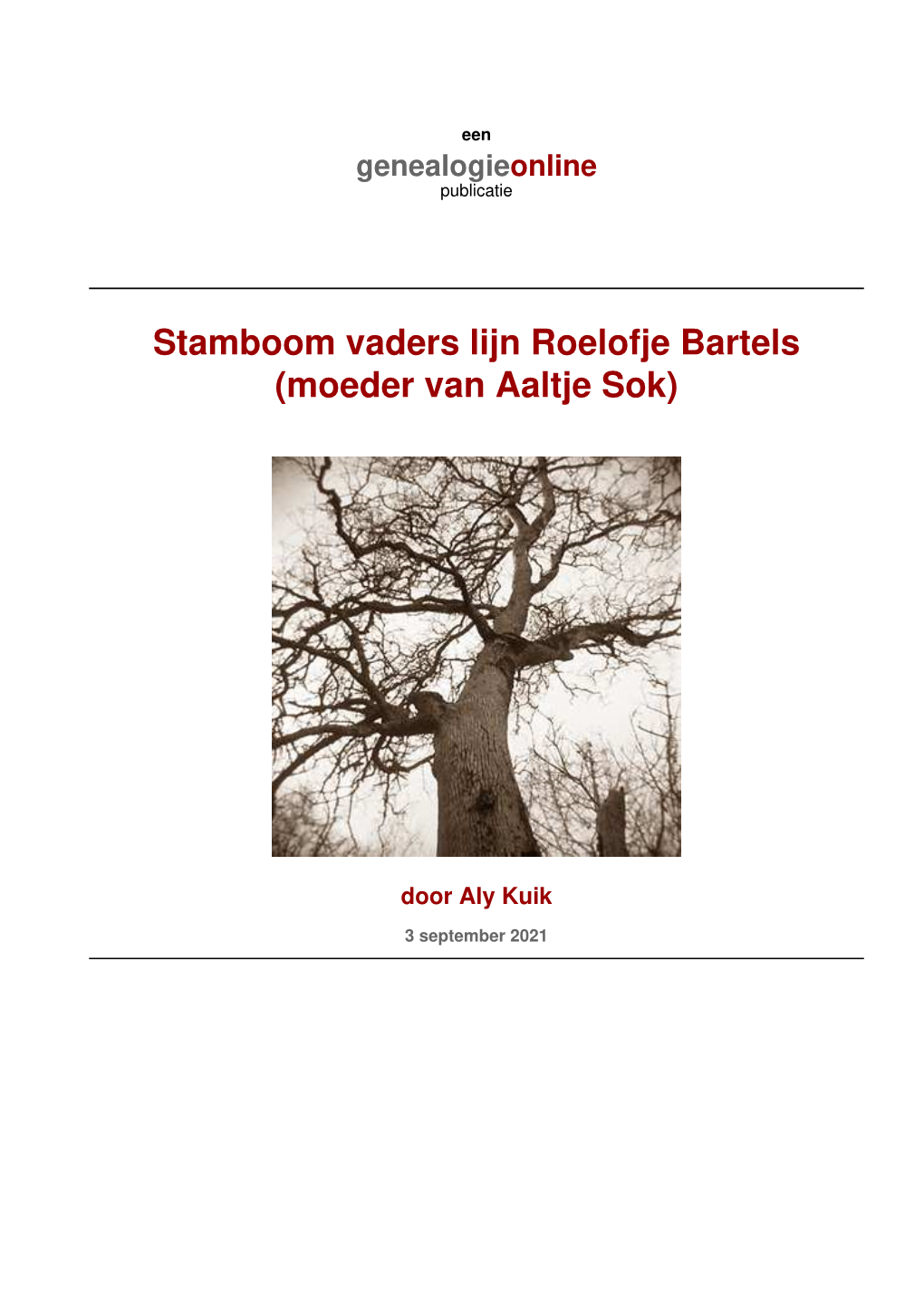 Stamboom Vaders Lijn Roelofje Bartels †Moeder Van Aaltje Sok‡