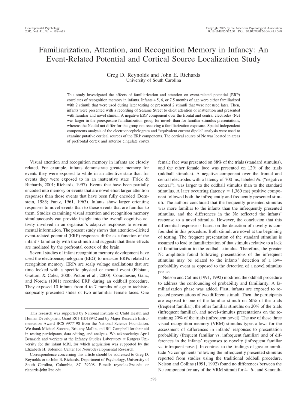 An Event-Related Potential and Cortical Source Localization Study