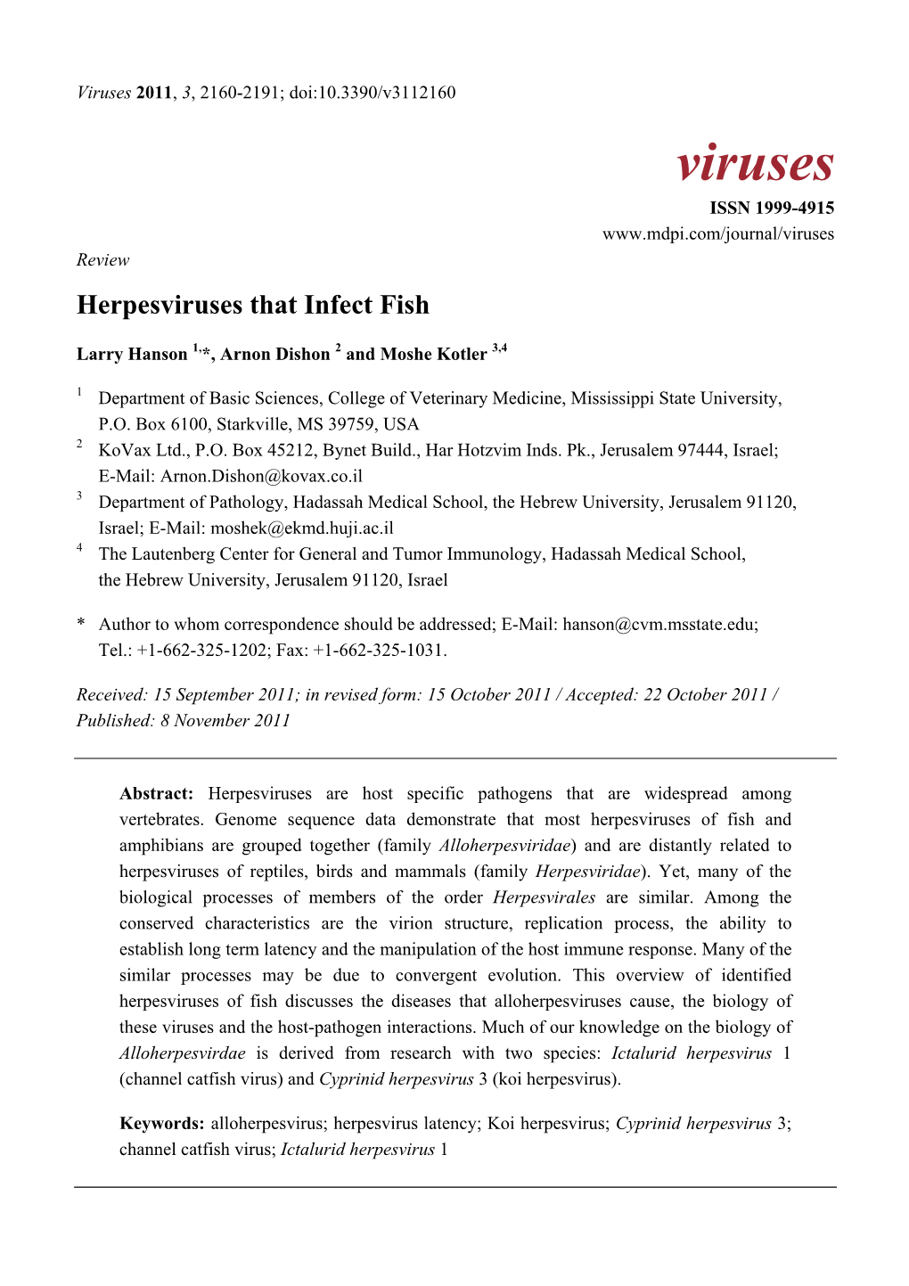 Herpesviruses That Infect Fish