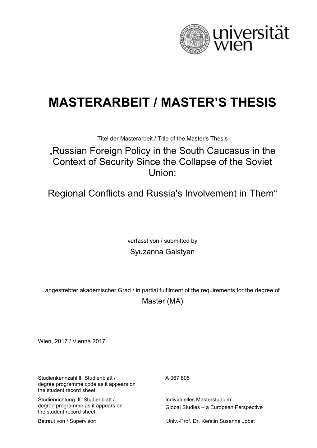 Masterarbeit / Master's Thesis