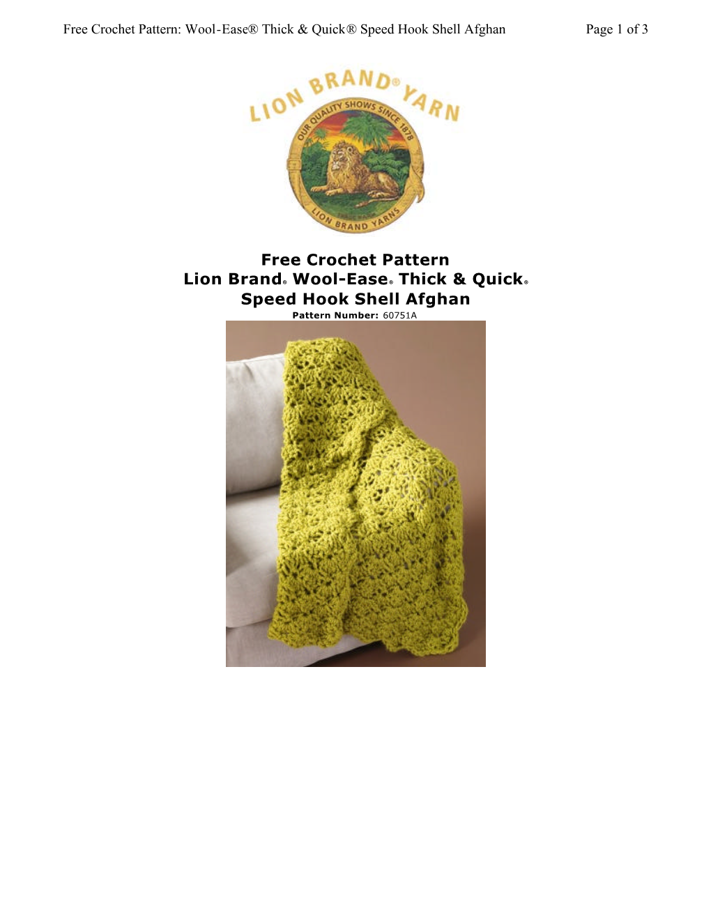 Free Crochet Pattern Lion Brand® Wool-Ease® Thick & Quick® Speed